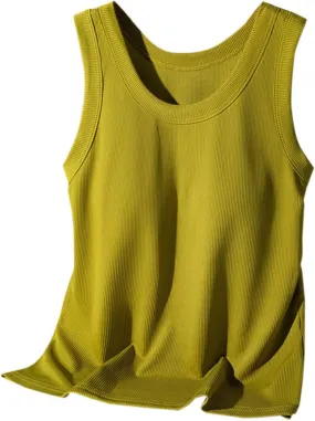 2025 Womens Ribbed Cami Tank Tops Built in Bra Padded Camisole Sleeveless Stretch Slim Fit Lounge Layer Daily Wear