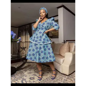 African Print Pleated Midi Dress.