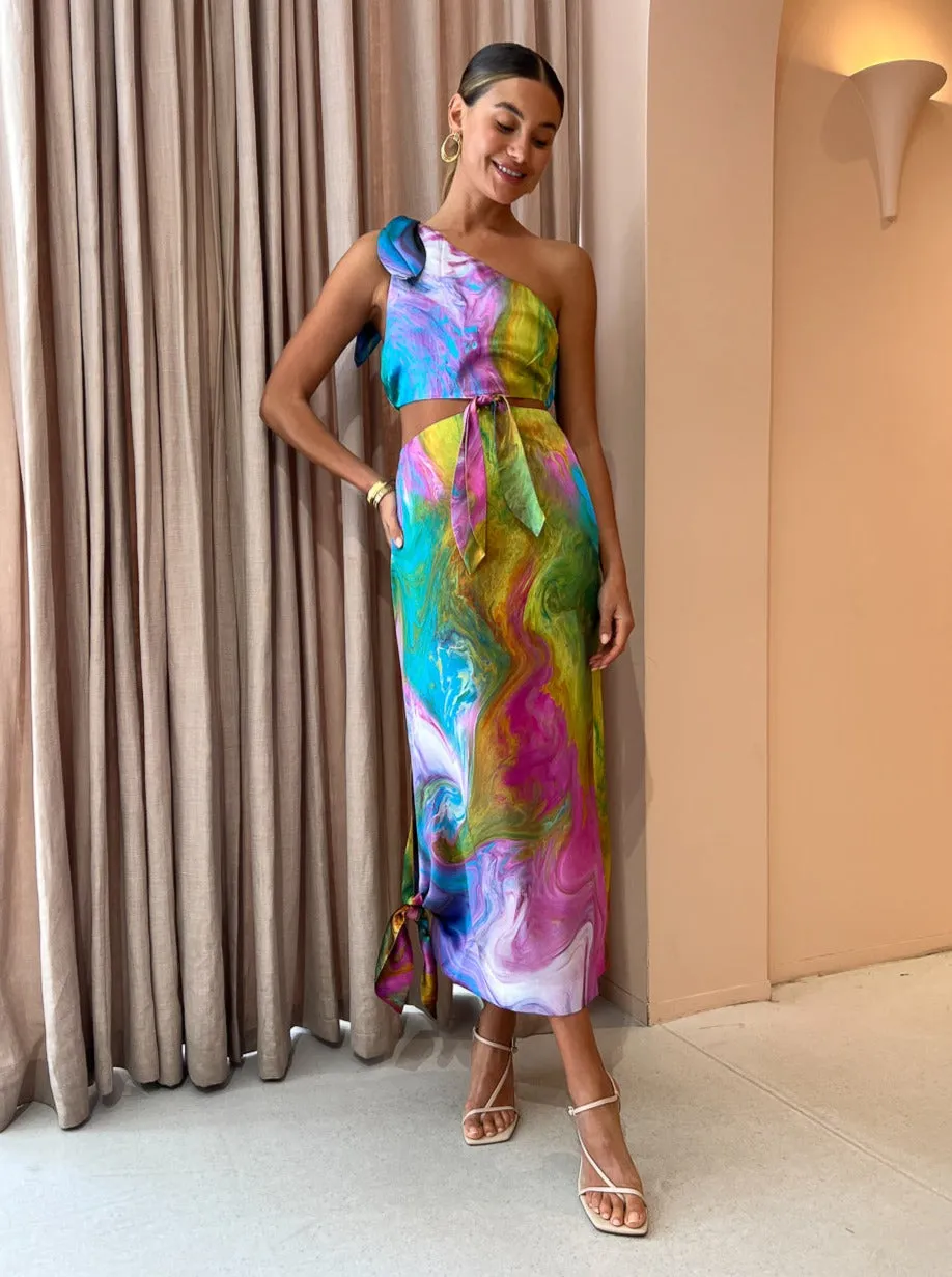 Alemais Irving Knot Midi Dress in Multi