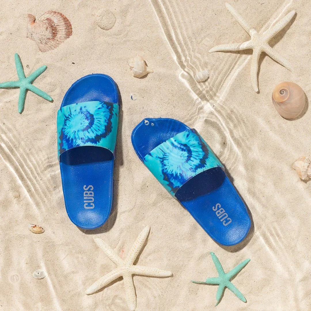 Azure Blue Tie Dye Slides