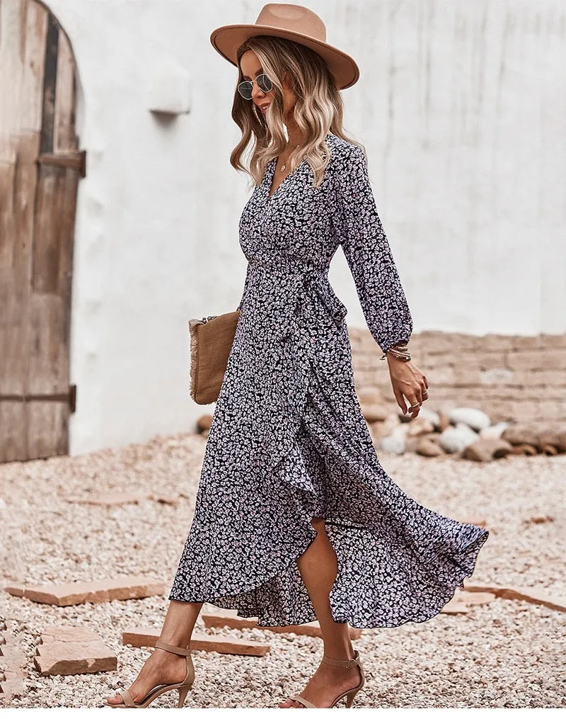 Boho Midi Dress, Autumn Dress, Claire in Black