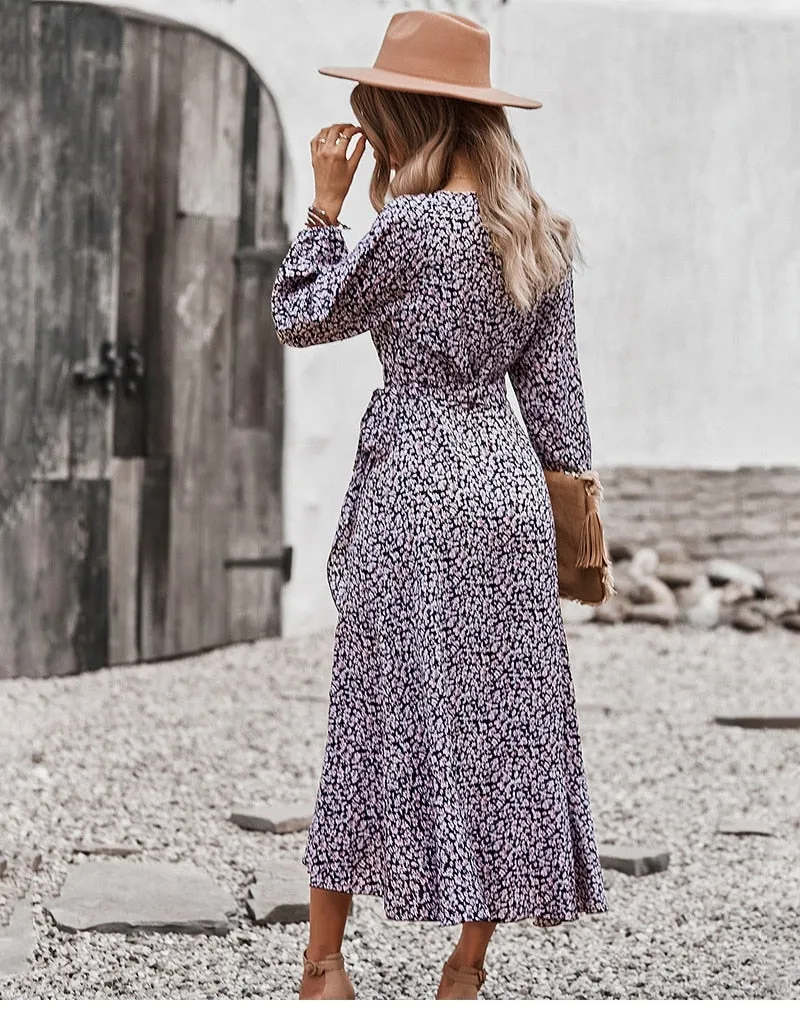 Boho Midi Dress, Autumn Dress, Claire in Black