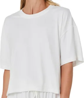 BUMPSUIT Crop Top for Women - Short Sleeve T-Shirts, Round Neck Cloud Cropped Athletic Gym Casual Blouse | Soft Yoga Boxy Tee