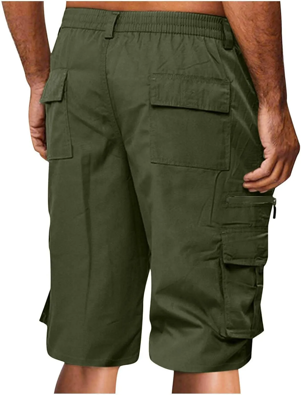Cargo Shorts for Men Relaxed Fit Elastic Waist Bermuda Shorts Lightweight Multi-Pockets Casual Cargo Shorts