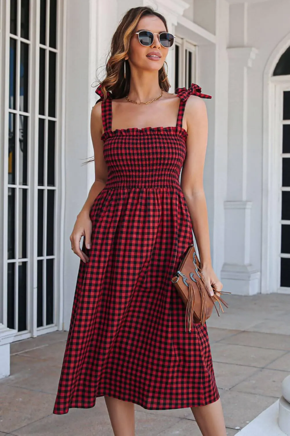 Checkered Charm Plaid Cami Dress