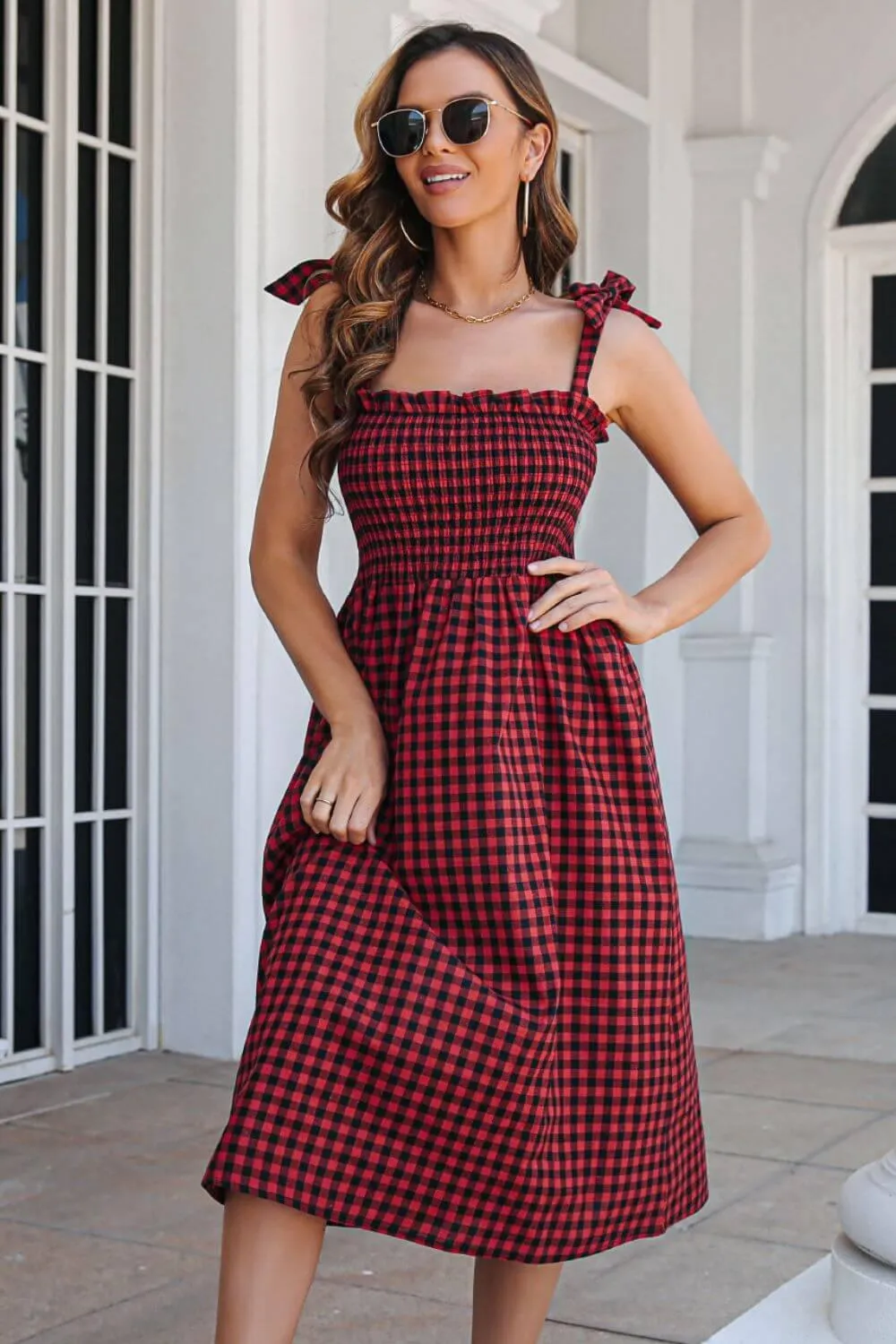Checkered Charm Plaid Cami Dress