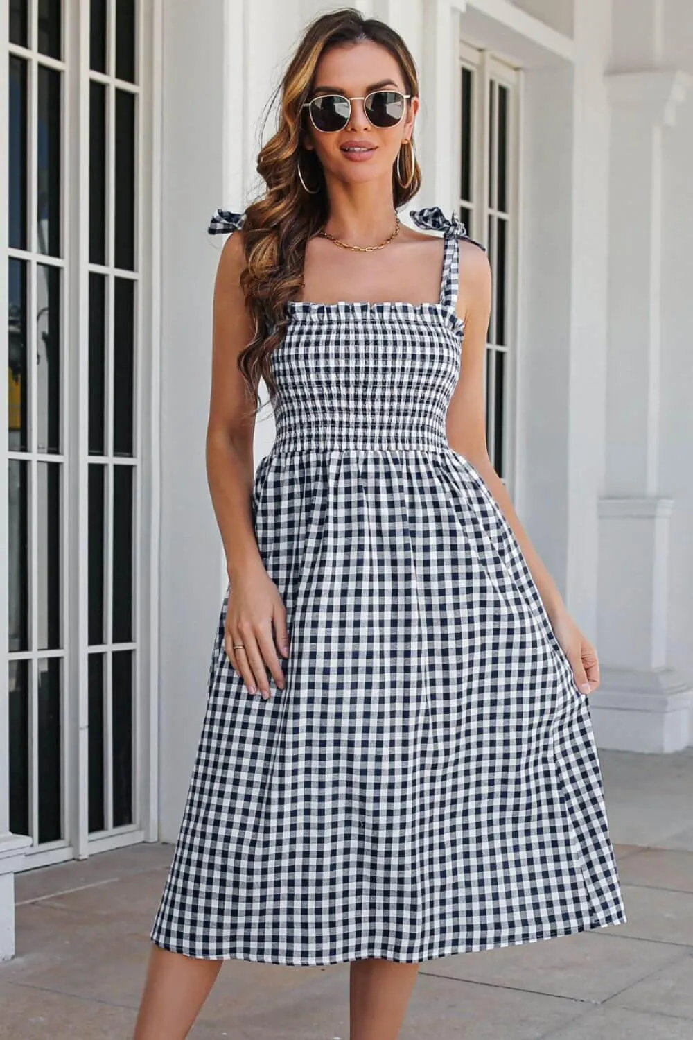 Checkered Charm Plaid Cami Dress