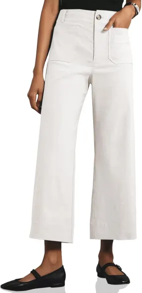 Cicy Bell Womens Cropped Wide Leg Pants High Waisted Stretchy Flare Pants Casual Baggy Trousers