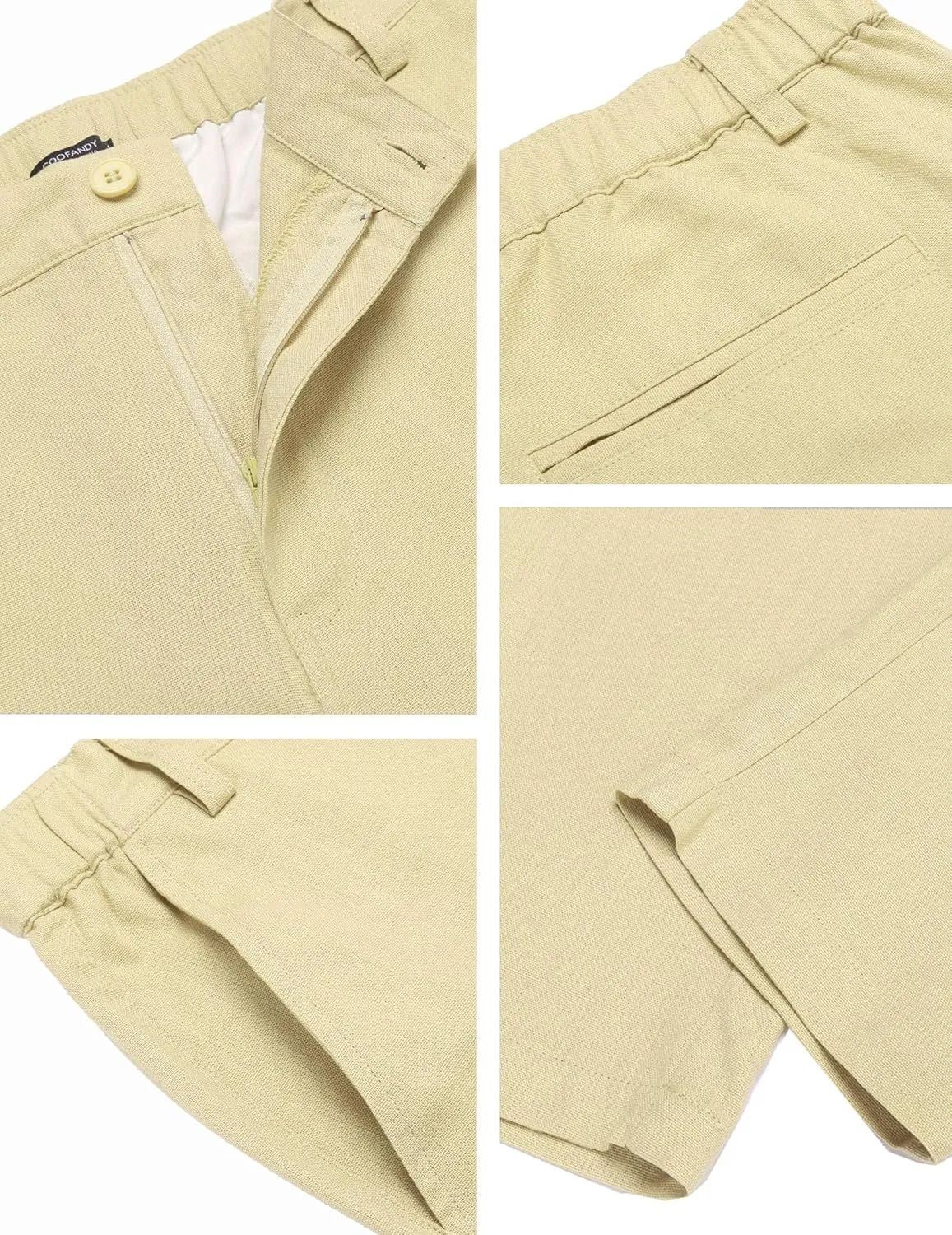COOFANDY Men's Cotton Linen Pants Elastic Waist Lightweight Casual Pants Slim Fit Yoga Beach Pants with Pockets
