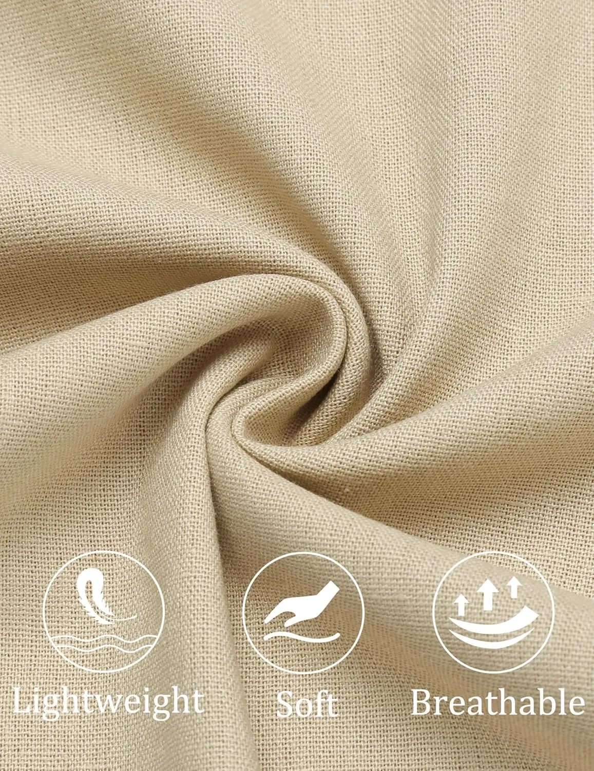 COOFANDY Men's Cotton Linen Pants Elastic Waist Lightweight Casual Pants Slim Fit Yoga Beach Pants with Pockets