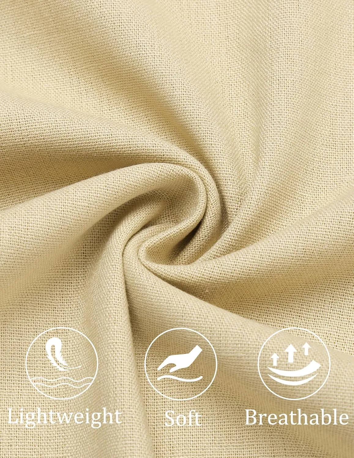 COOFANDY Men's Cotton Linen Pants Elastic Waist Lightweight Casual Pants Slim Fit Yoga Beach Pants with Pockets
