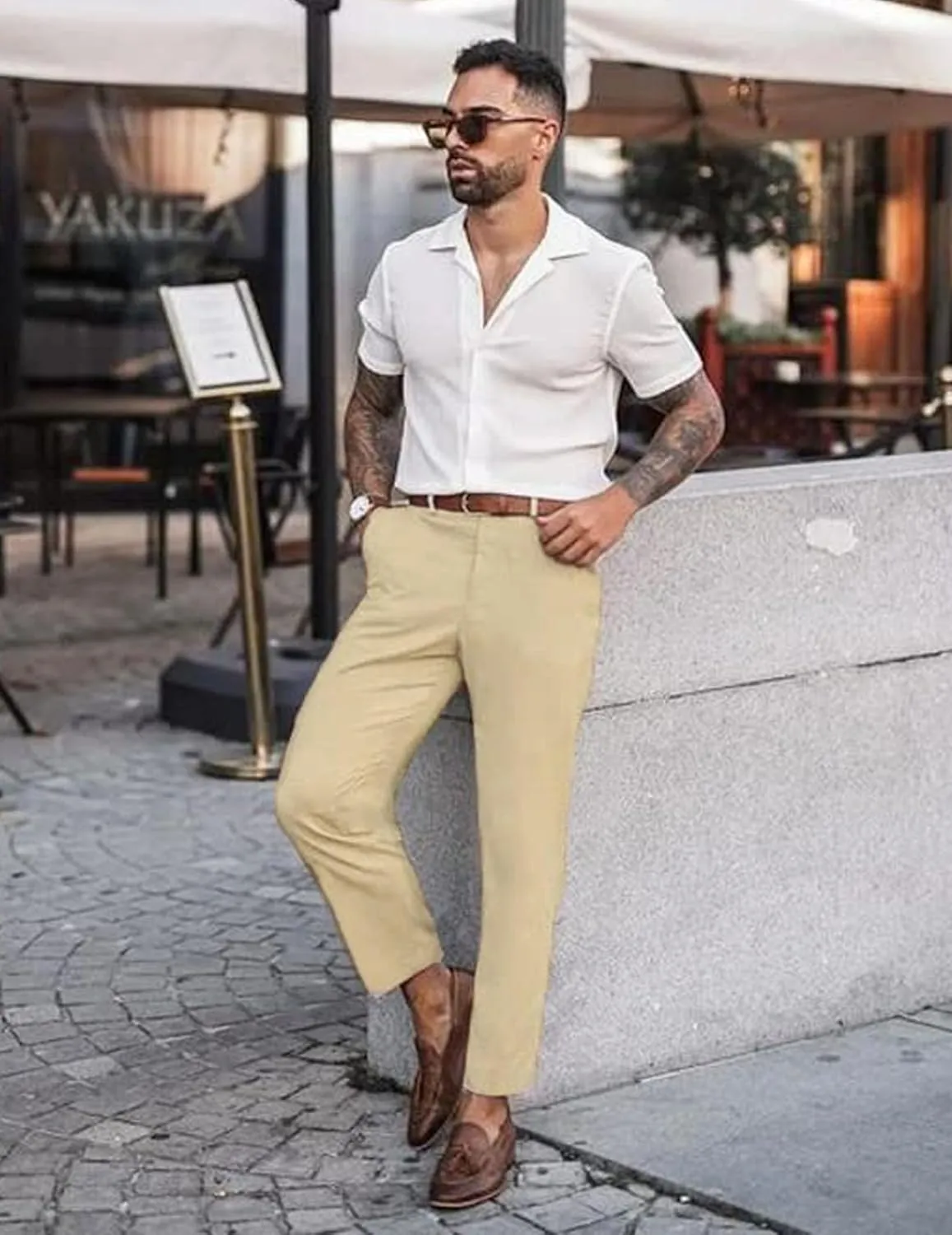 COOFANDY Men's Cotton Linen Pants Elastic Waist Lightweight Casual Pants Slim Fit Yoga Beach Pants with Pockets