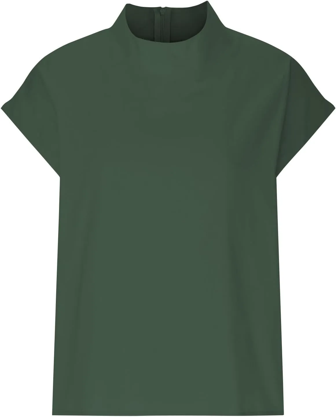 Cotton Linen Shirts for Women Summer Casual High Neck Cap Sleeve Tops Tee Trendy Soft Comfy Business Work Blouses