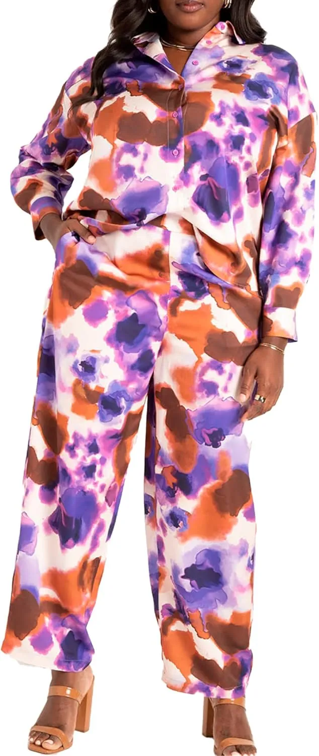 ellos Plus Size Linen-Blend Button Front Tunic