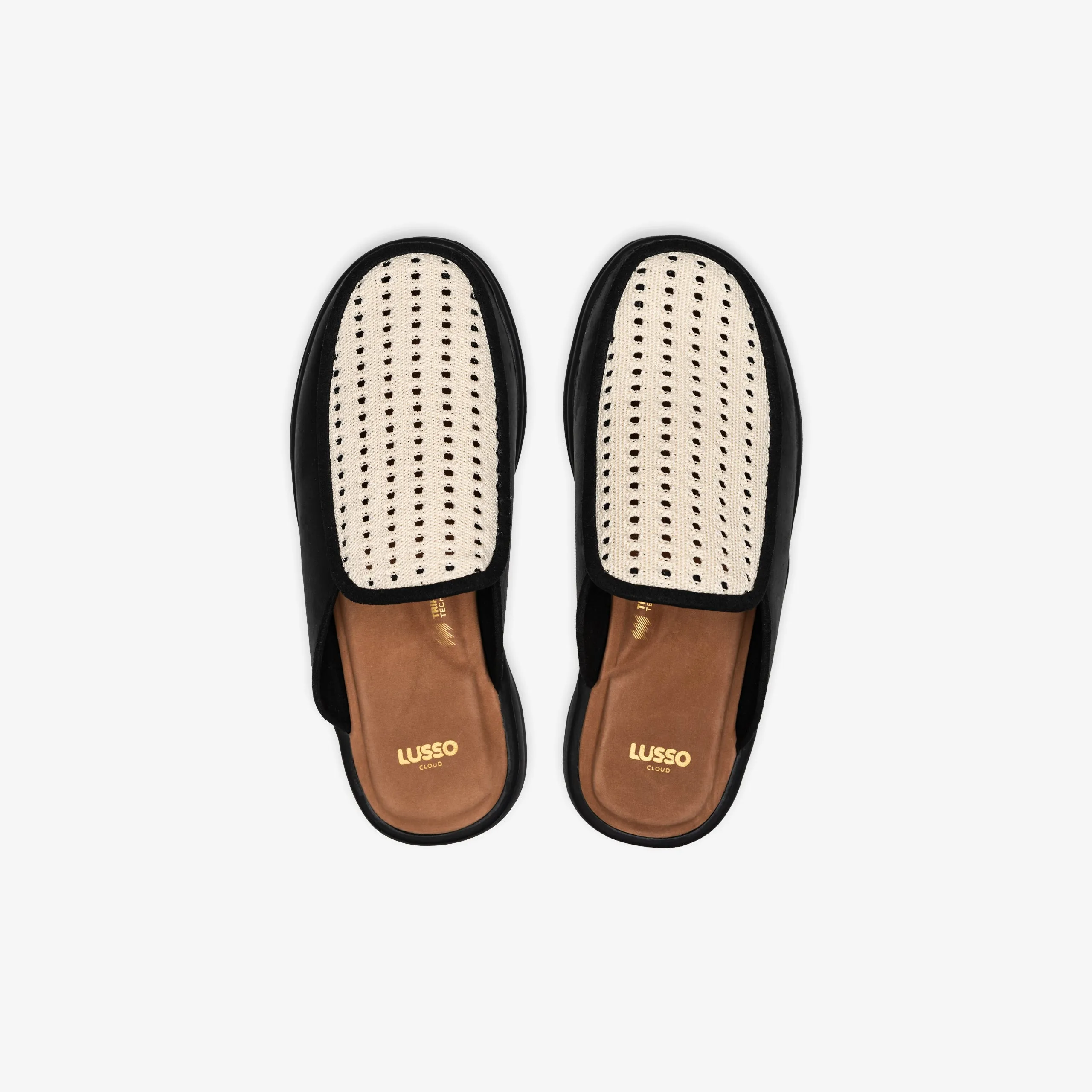 Esto - Jet Black Leather Open Weave / Matte Black