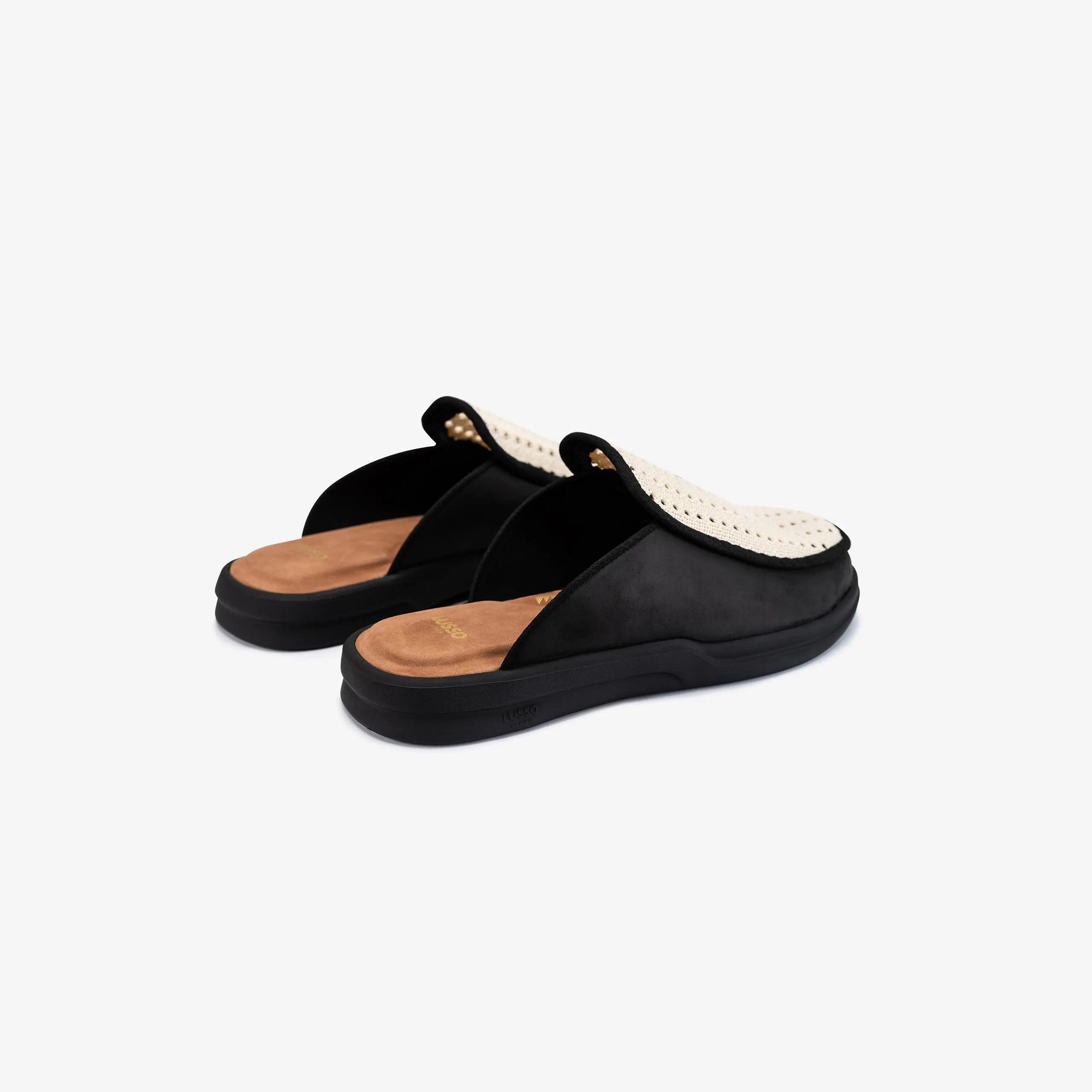 Esto - Jet Black Leather Open Weave / Matte Black