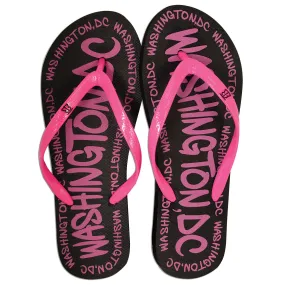 FFDC8B Robin Ruth Flip Flops - WashingtonDC Word BLACK