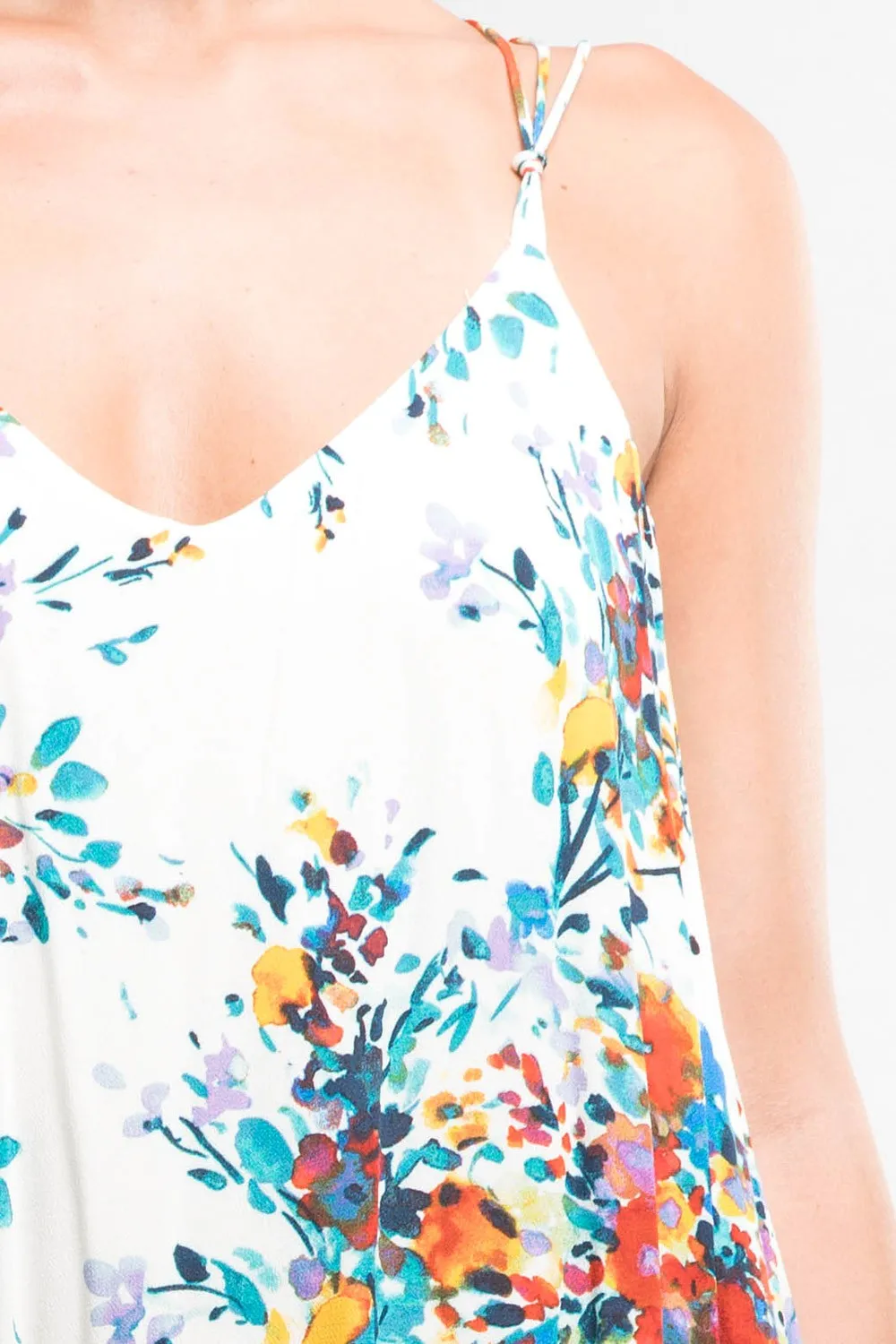 Floral Strappy Knot Back Maxi Dress