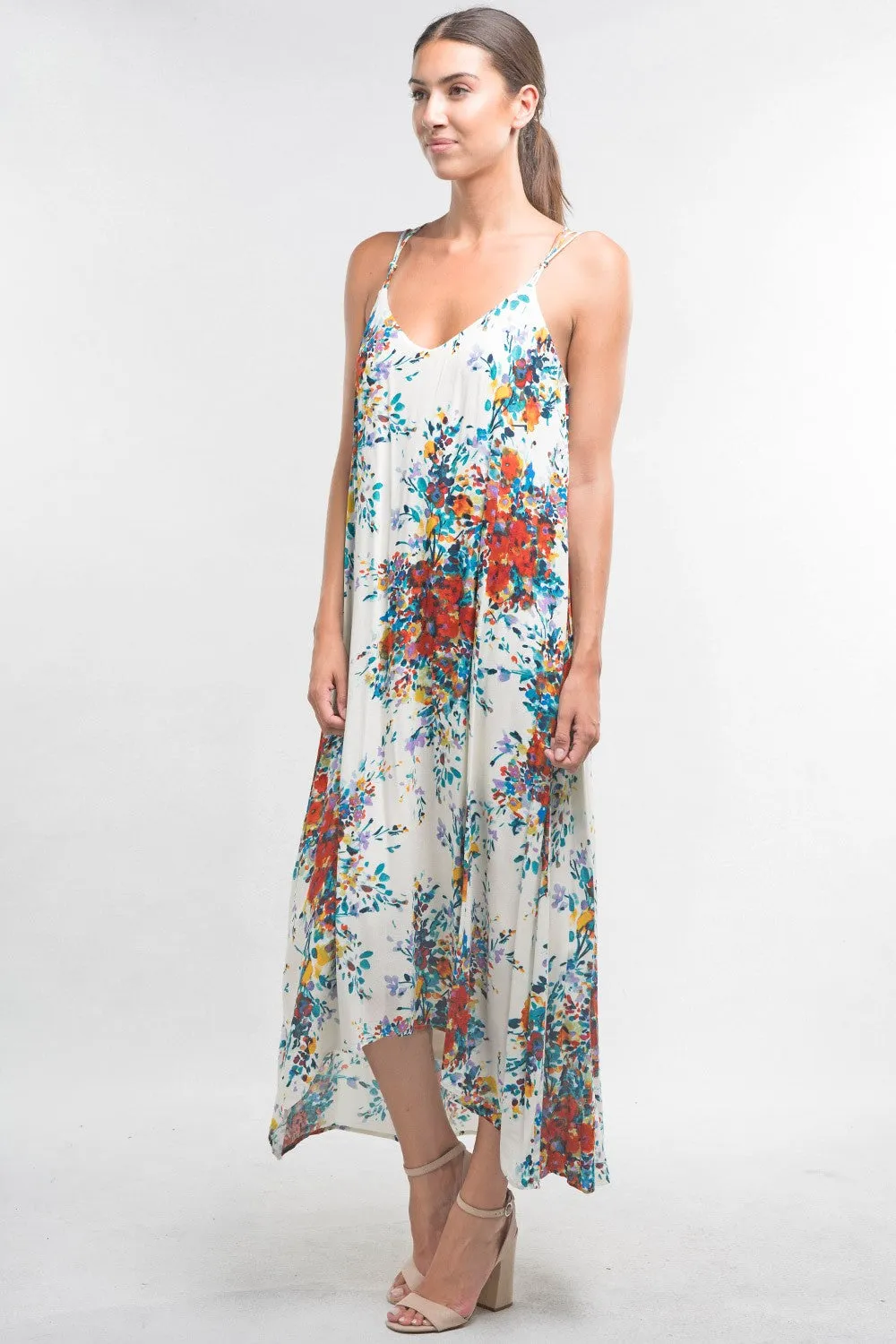 Floral Strappy Knot Back Maxi Dress