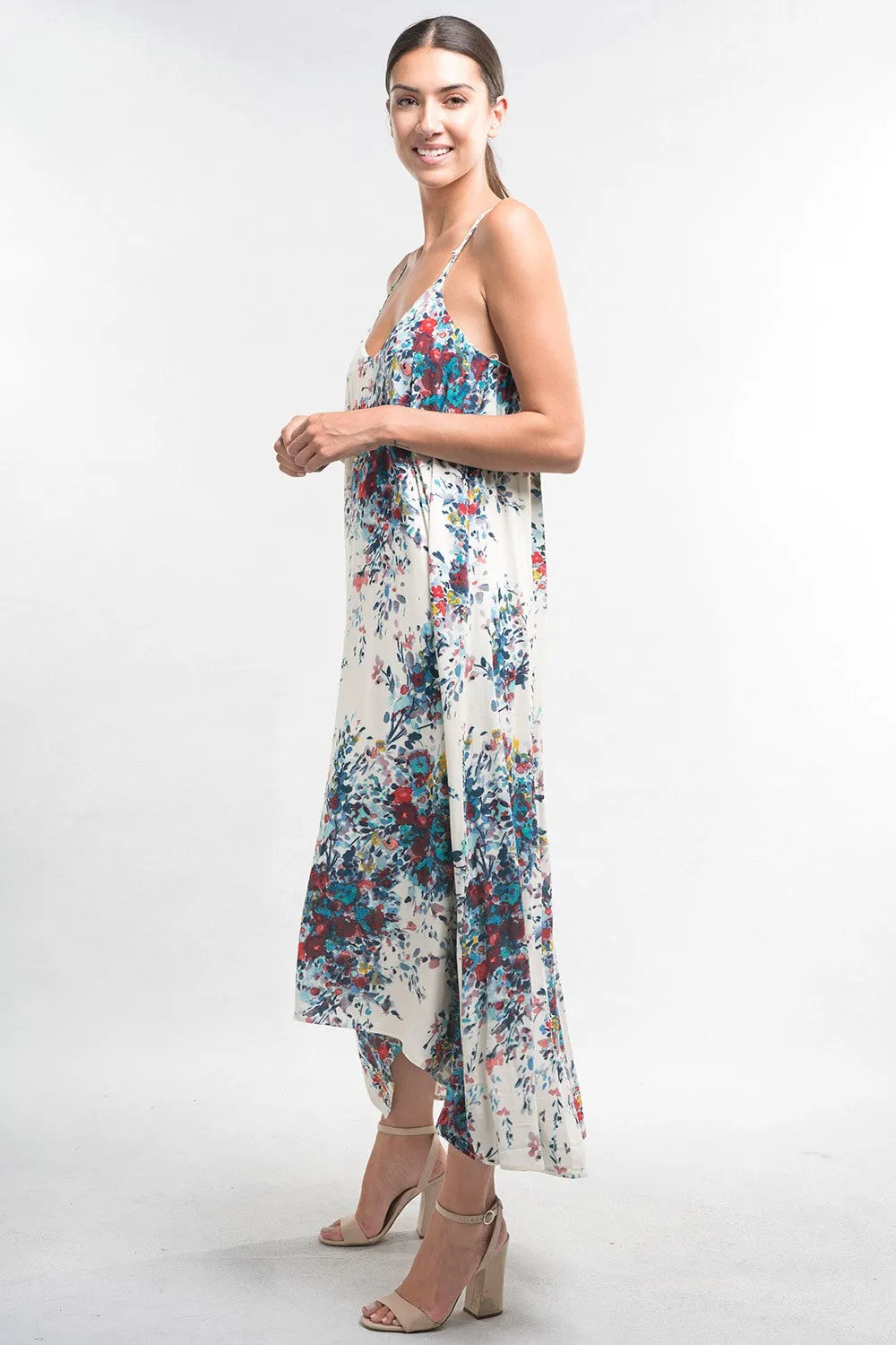 Floral Strappy Knot Back Maxi Dress