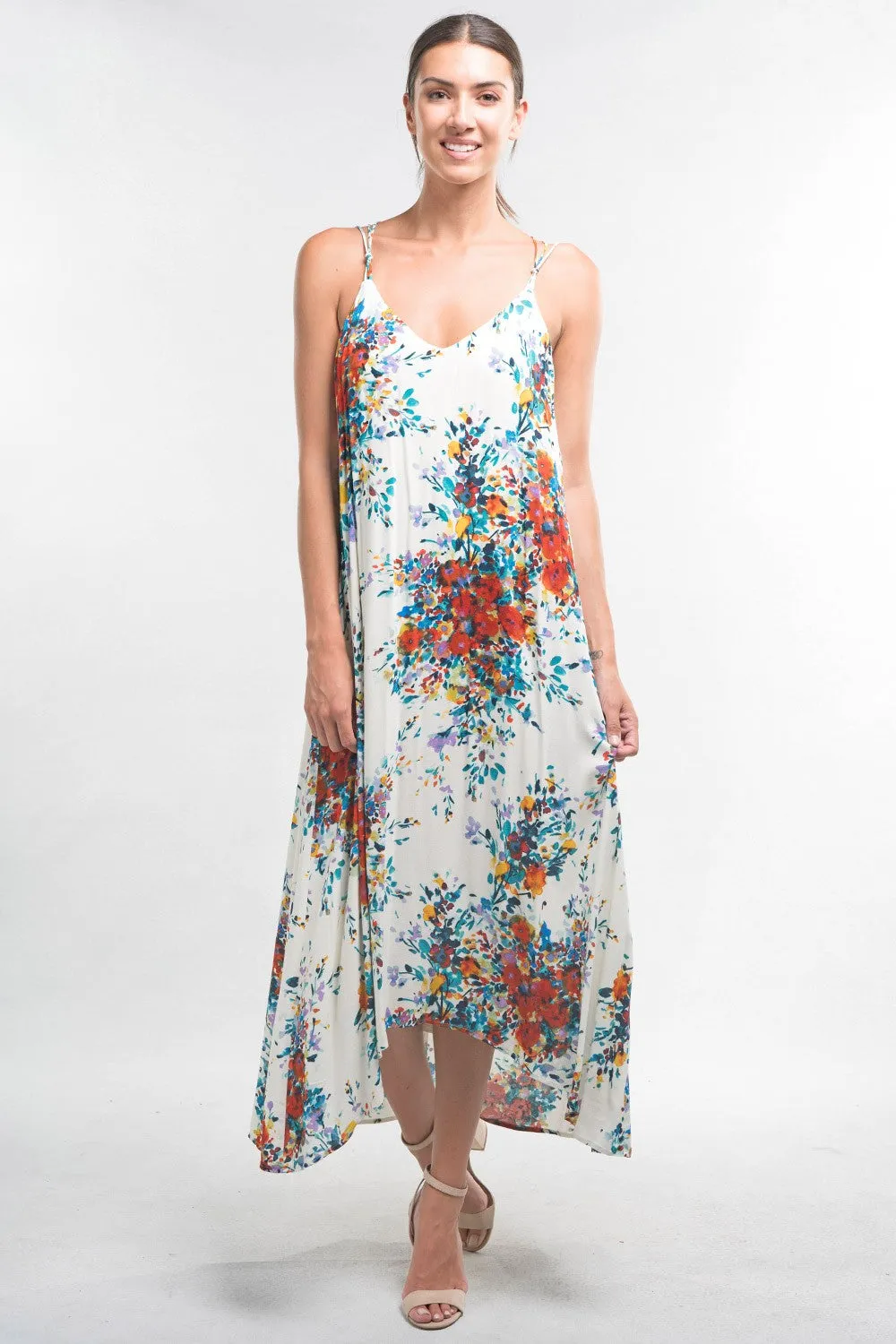 Floral Strappy Knot Back Maxi Dress