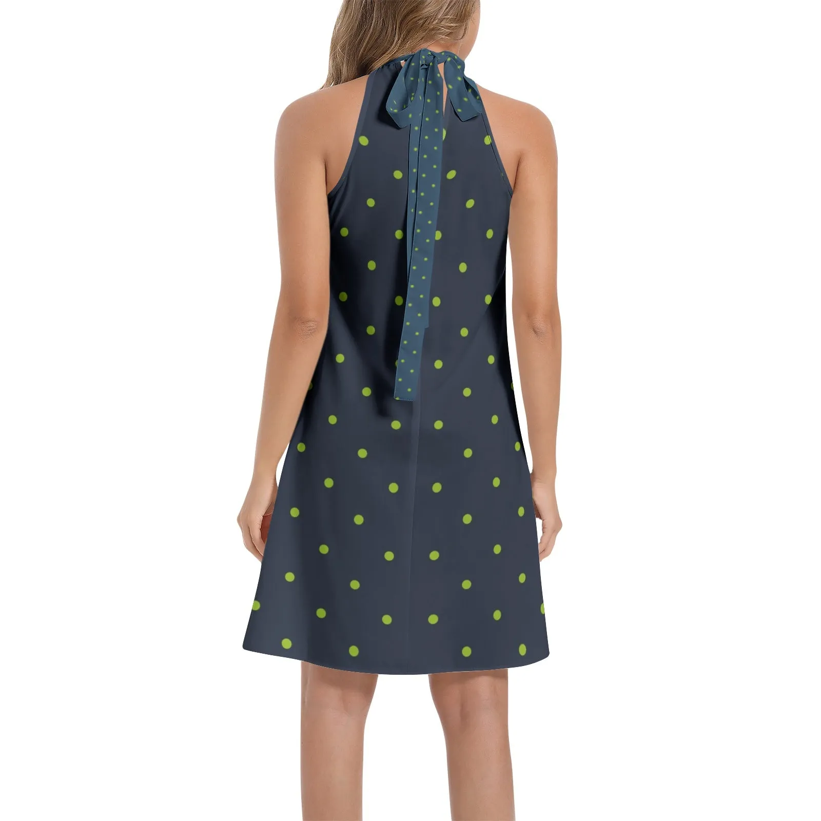 Girll With The Pearl Earring Tie Back Halter Neck Flared Dress