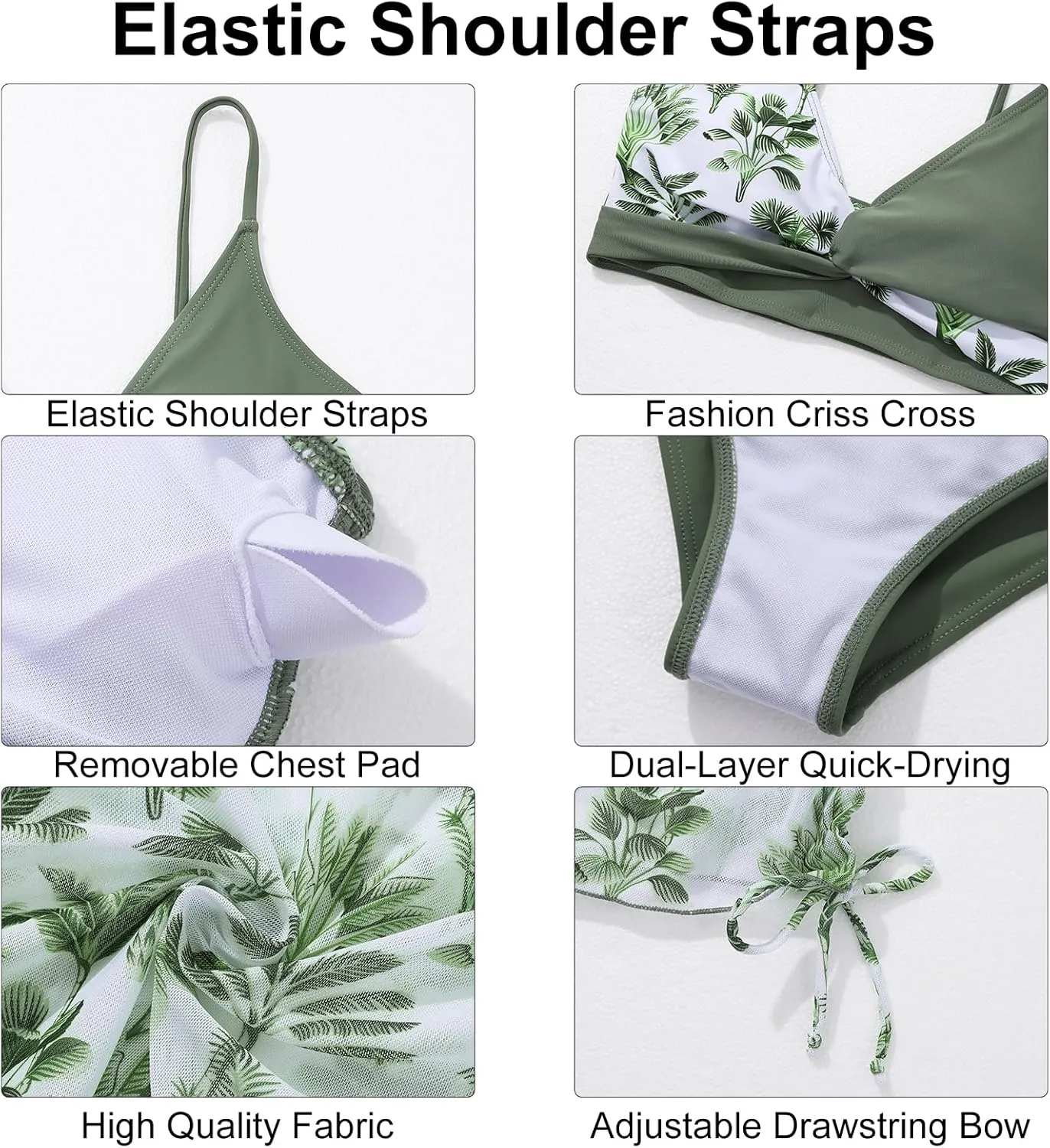 Girls Swimsuit 3 Piece V Neck Tropical Criss Cross Bikini Bathing Set Quick Dry Tankini with Drawstring Beach Skirt 7-16T