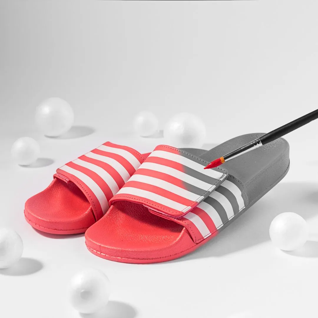 Happy Orange Stripes Slides