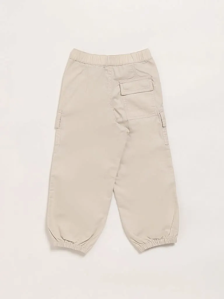 HOP Kids Beige Parachute Trousers