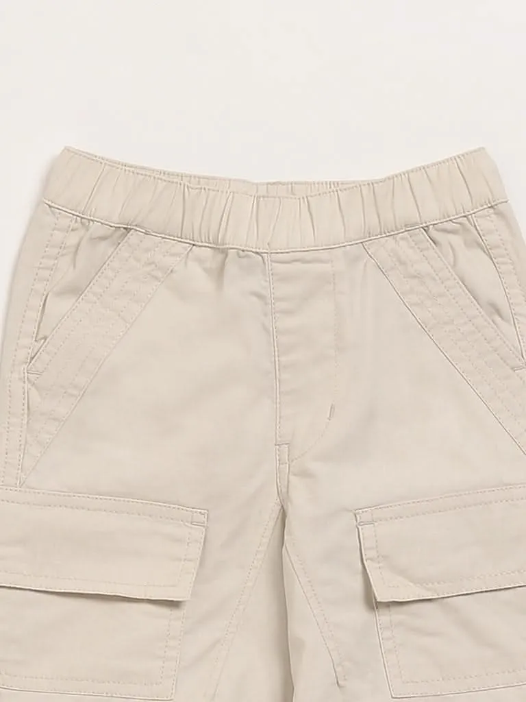 HOP Kids Beige Parachute Trousers