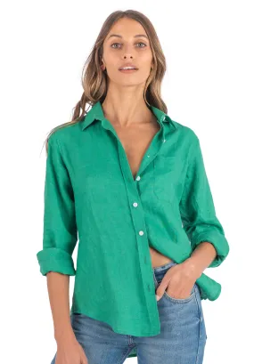 Iris Green Classic Fit Linen Shirt