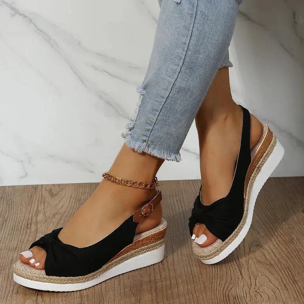 Ivyshape | Ankle Strap Peep Toe Platform Sandal