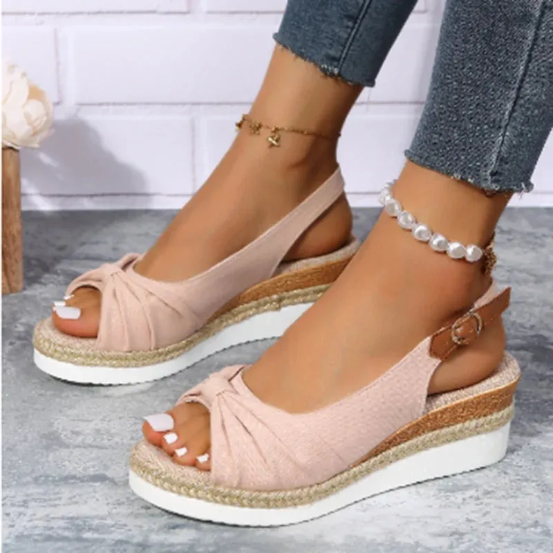 Ivyshape | Ankle Strap Peep Toe Platform Sandal