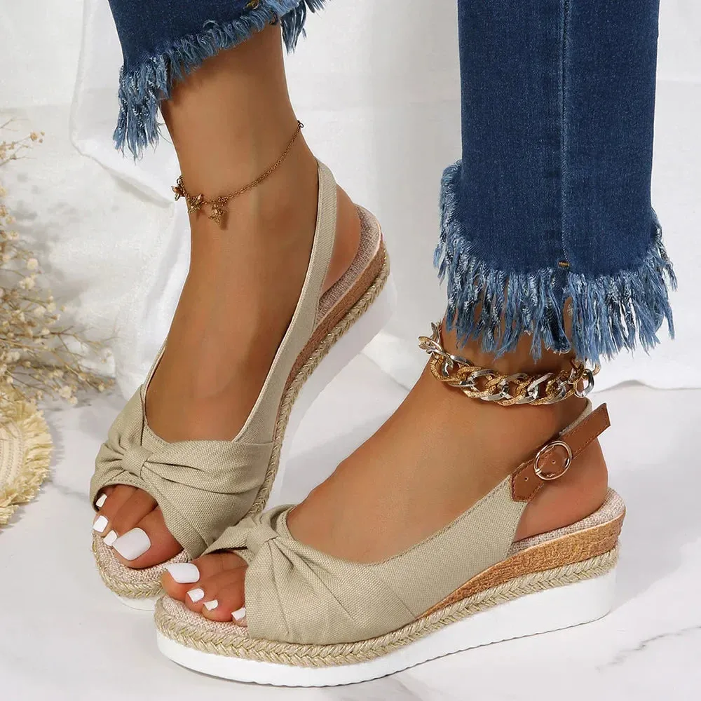 Ivyshape | Ankle Strap Peep Toe Platform Sandal