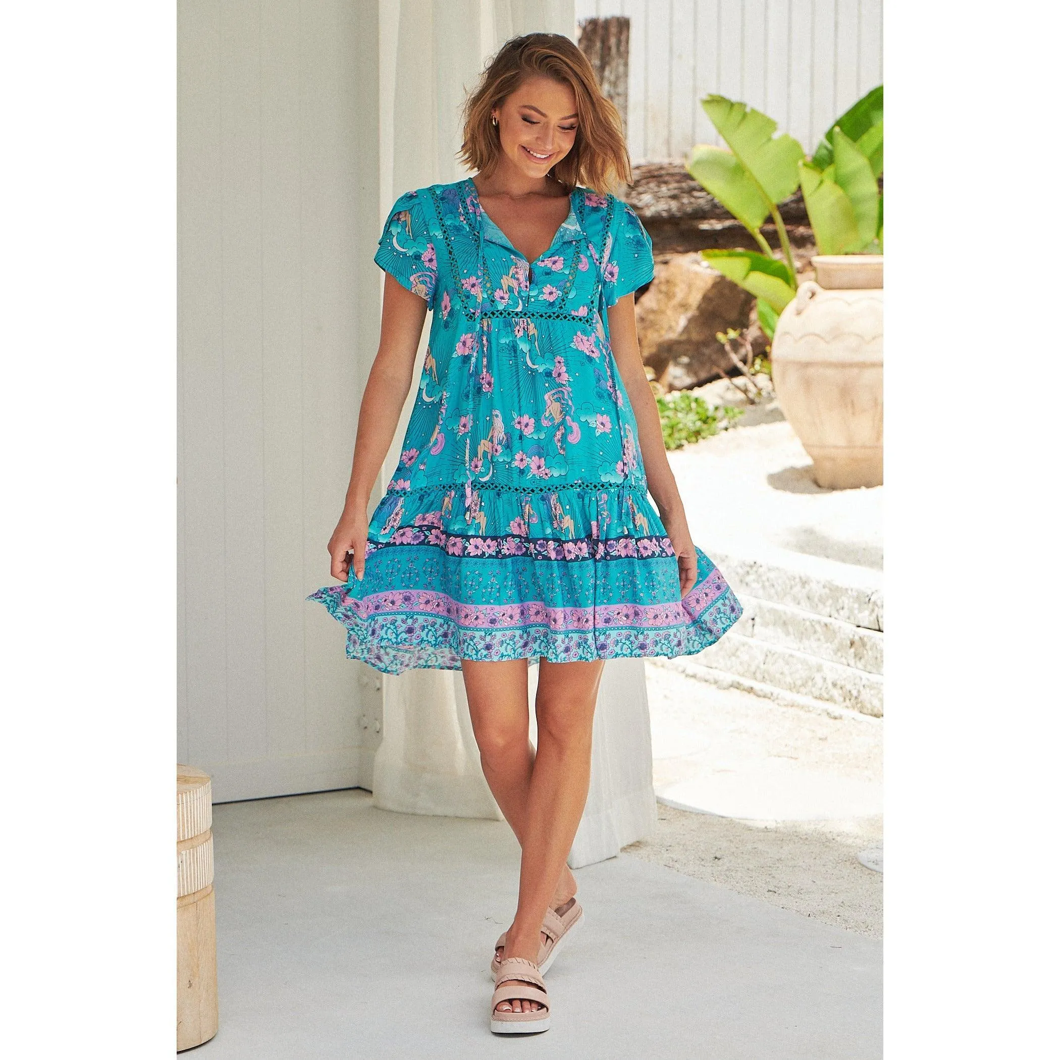 JAASE Starry Turquoise Print Jess Mini Dress