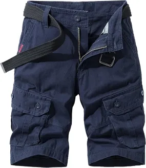JEKE-DG Men's Relaxed Fit Cotton Cargo Shorts Casual Fashion Streetwear Shorts Solid Multi Pocket Work Shorts