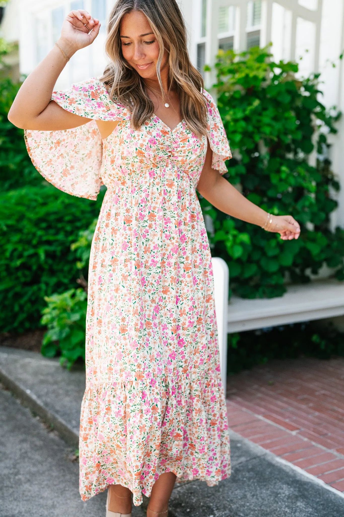 Keep Blooming Floral V-Neck Dress