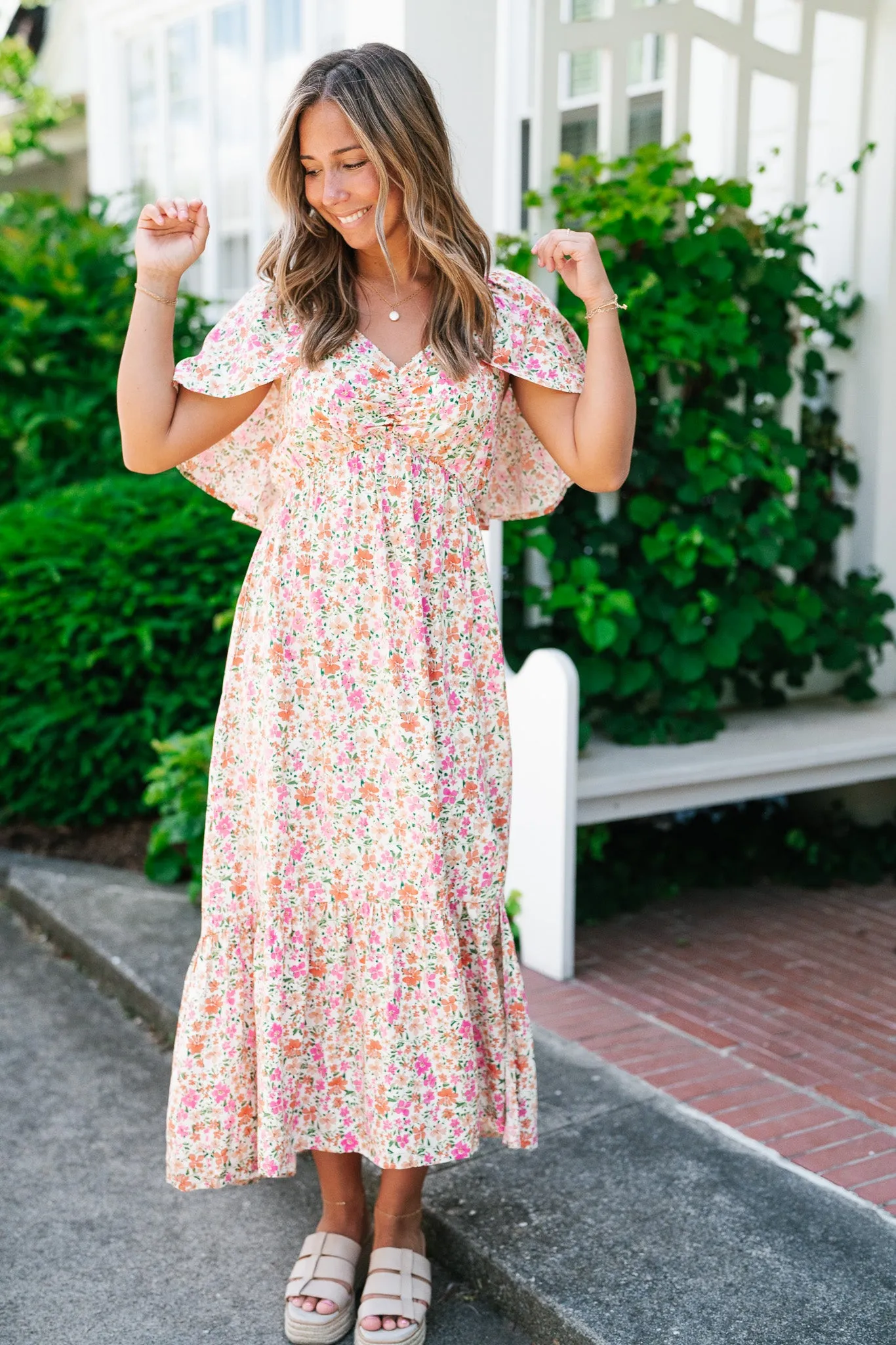 Keep Blooming Floral V-Neck Dress