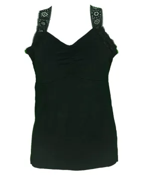 Ladies Camisole Padded With Lace - Color Black - 3051