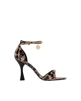 Leopard Print Ankle Chain Sandals