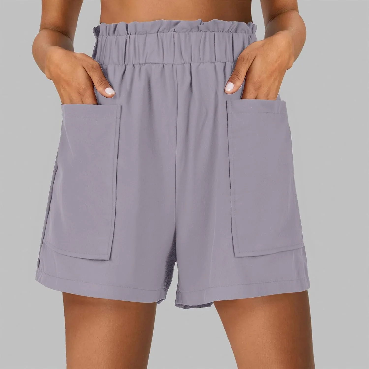 Linen Short for Women High Waisted Casual Lightweight Adjustable Tie Knot Loose Outfits Summer Beach Vacation Outfit