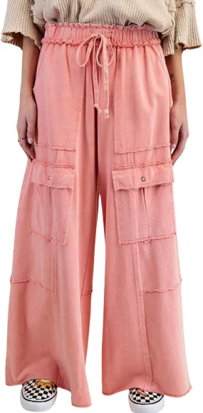 loveimgs Women 2025 Baggy High Waisted Wide Leg Cargo Pants Pockets Y2k Utility Pants Palazzo Sweatpants Slacks Trousers