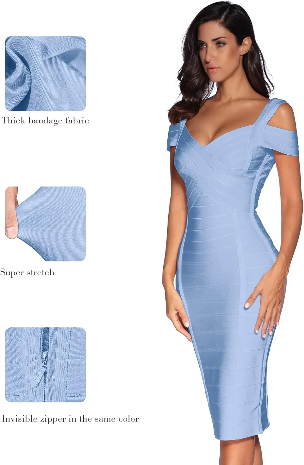meilun Cold Shoulder Bandage Bodycon Dress for Women Wedding Guest Dress Birthday Party Event Dress