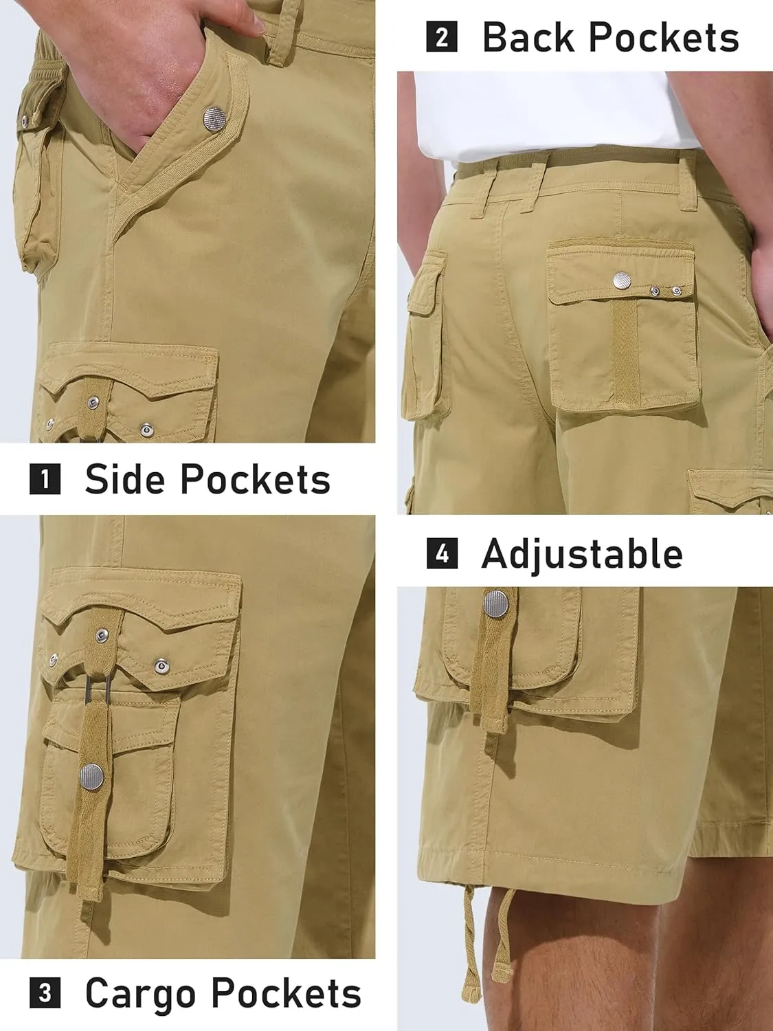 Mens Cargo Shorts Casual Shorts Hiking Shorts Below Knee Relaxed Fit Multi Pockets Running Joggers Outdoor Mens Shorts