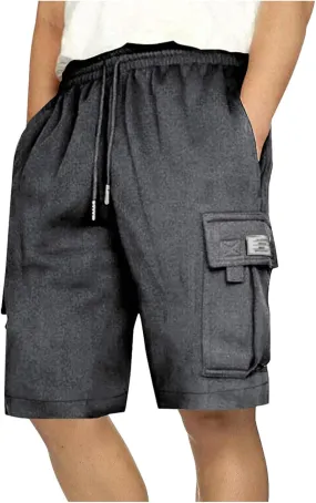 Mens Elastic Waist Cargo Shorts Summer Knee Length Bermuda Shorts Relaxed-Fit Casual Workout Shorts Hiking Pants