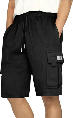 Mens Elastic Waist Cargo Shorts Summer Knee Length Bermuda Shorts Relaxed-Fit Casual Workout Shorts Hiking Pants