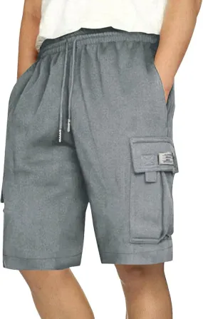 Mens Elastic Waist Cargo Shorts Summer Knee Length Bermuda Shorts Relaxed-Fit Casual Workout Shorts Hiking Pants