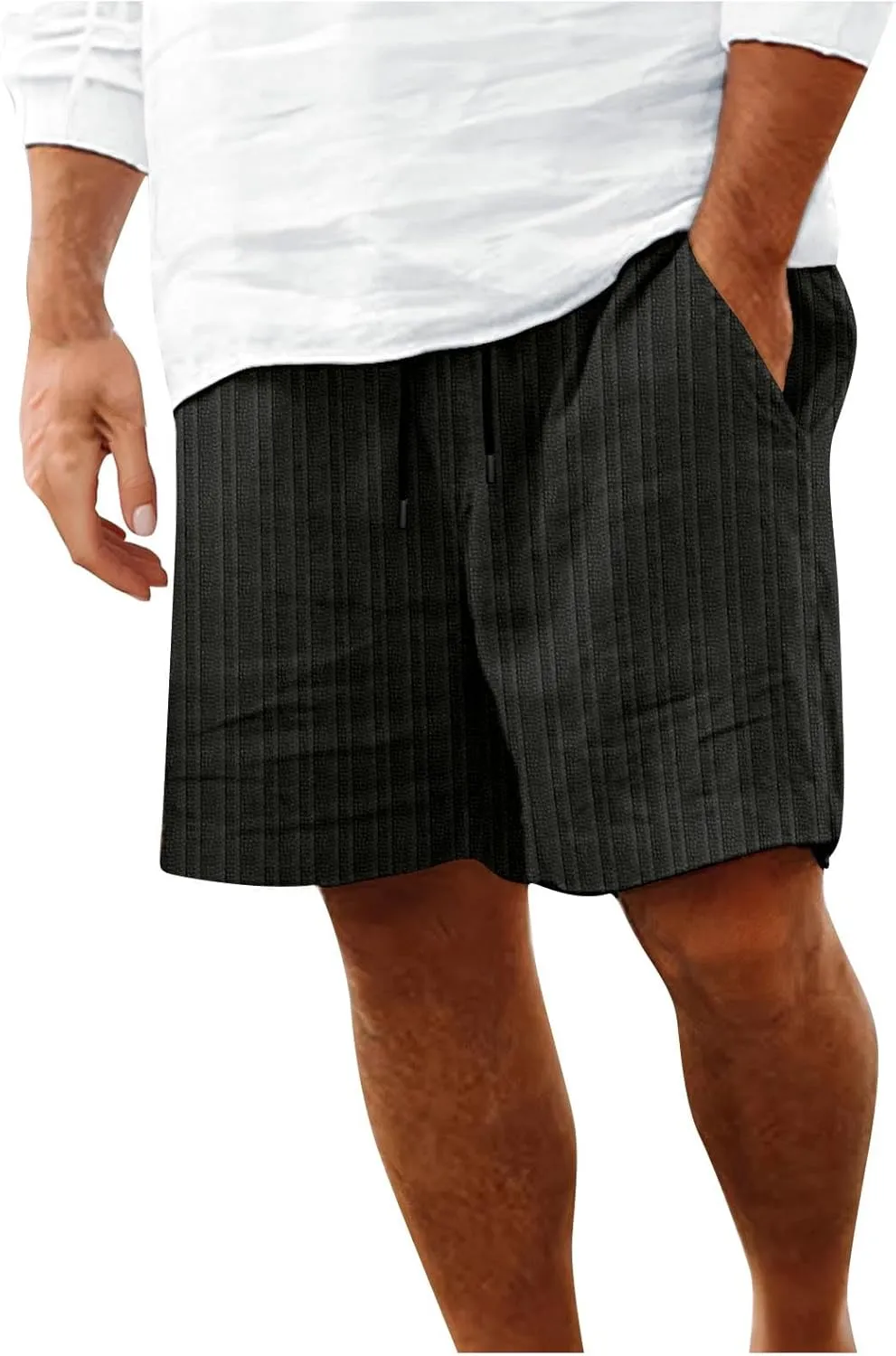 Men's Shorts Casual Beach Shorts Hawaiian Shorts for Men Summer Linen Shorts Relaxed Fit Loungewear Stylish Stripes Print