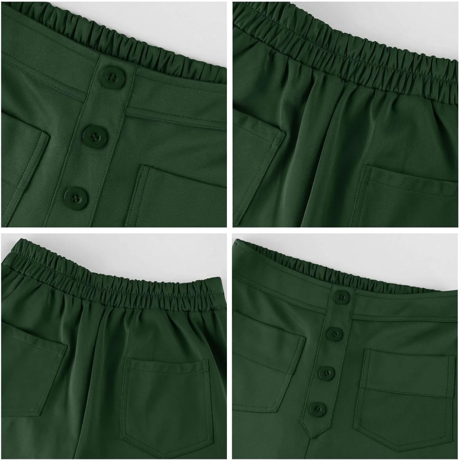 midelxp Casual Straight Leg Pants for Women High Waisted Button Stretchy Business Work Pants Trousers with Multiple Pockets