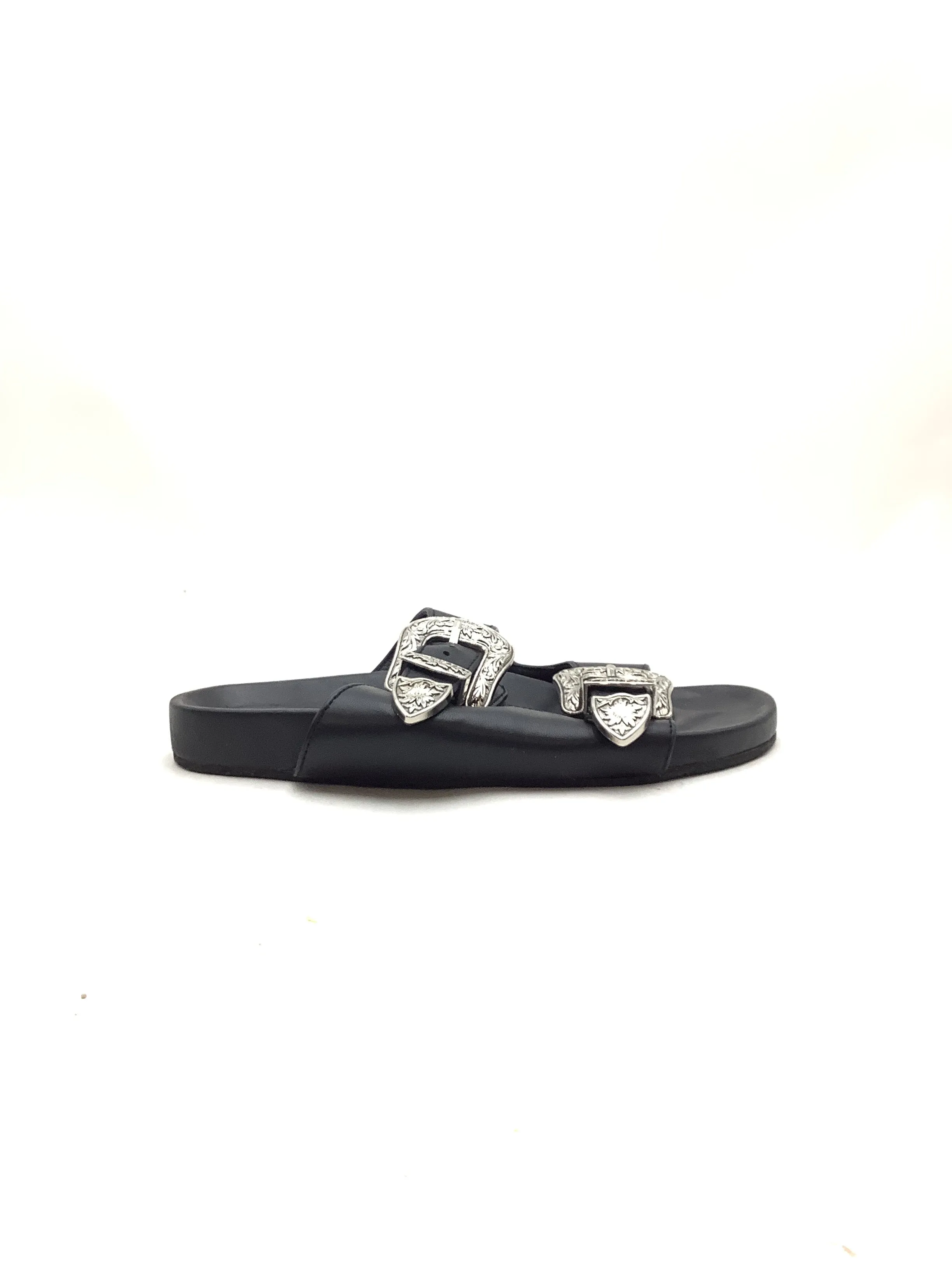 MyGratitude Women's Sandal Black Leather Buckle Size: 11
